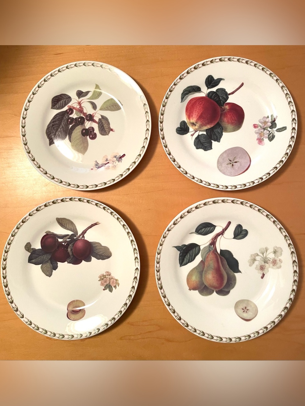4 Plates - Queen’s Hookers Fruit The Royal Horticulture Society Made in China